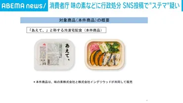 消費者庁 味の素などに行政処分 SNS投稿で゛ステマ゛の疑い（ABEMA TIMES） 