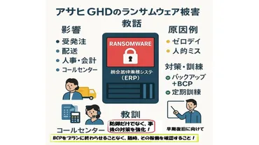アサヒGHDを襲ったサイバー攻撃の全貌：企業と社会に与えた影響とは？（アサヒグループ、ランサムウェア、セキュリティ）アサヒGHDへのランサムウェア攻撃：サプライチェーン、小売店への影響と今後の対策
