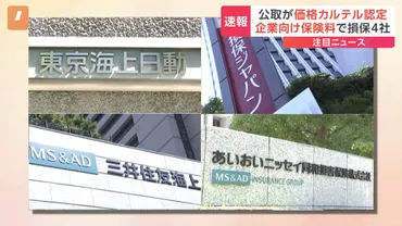 企業向け保険料で損保大手4社に排除措置命令へ 公正取引委員会が「価格カルテル」認定 