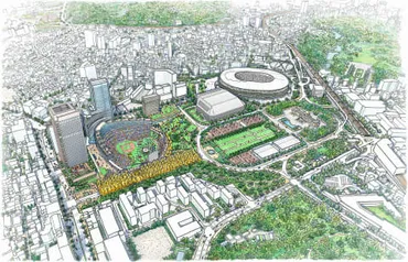 神宮外苑、スポーツ施設建替え。野球場はいちょう並木に隣接