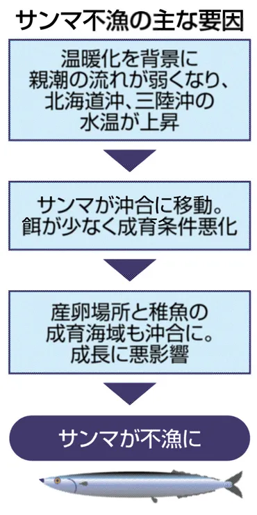 サンマ沖合移動 温暖化で不漁に 水産研究機構調査 成育が悪化 