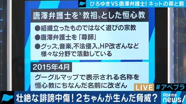 自称・ネットリンチ被害者唐澤貴洋、ひろゆきとの討論番組で公開処刑されてしまう「殺害予告される原因がありますよね？」 